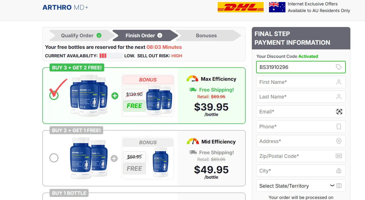 Arthro MD+ Capsules Order Page